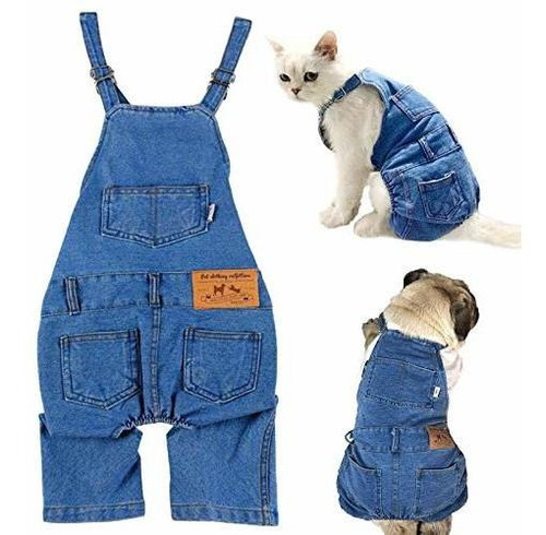Ropa Gato - Caisang Dog Shirts Clothes Dog Denim Overalls, F