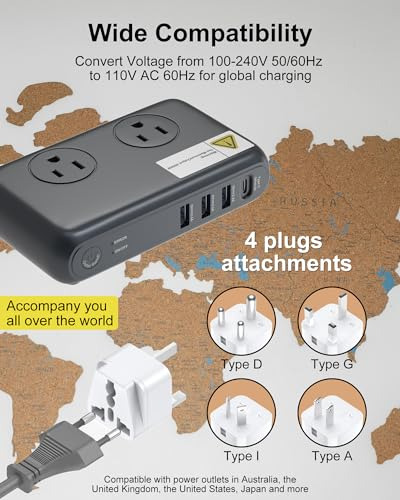 Converter 220v A 110v - Adaptador Universal Con 4 Usb
