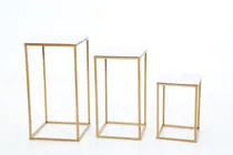 Comprar Trio De Mesas Cubo Desmontável Dourado Com Tampo Branco