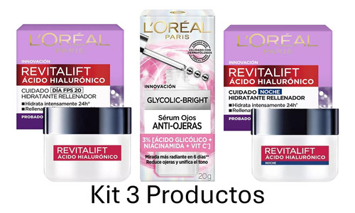 Kit L'oréal Paris Crema Dia Y Noche + Sérum Anti-ojeras