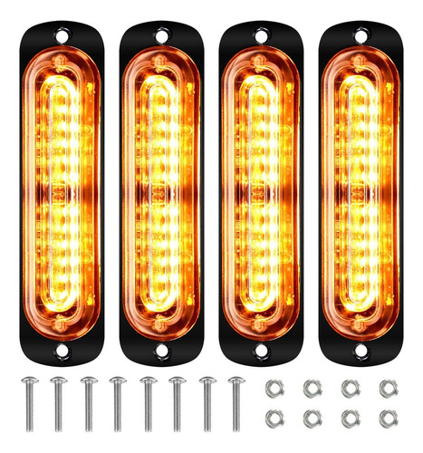 4 Luces Led Intermitentes Para Parrilla, 12 Led, Color Ámbar