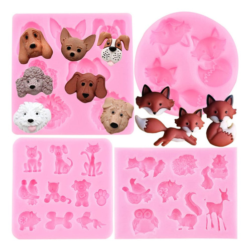 Mojiang Bosque Animal Fondant Mohs Gatos Perros Zorros De De