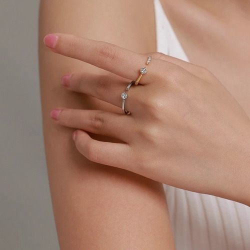 Imagen 6 de 8 de Anillo Compromiso Circones Ajustable Para Mujer En Plata 925