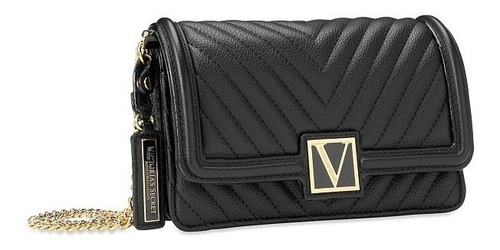 Victoria Secret - Cartera Bolso Hombro Negro Pequeña Fina