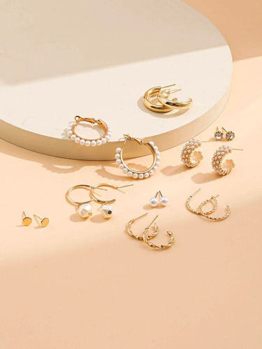 Imagen 5 de 6 de Pack 9 Pares Aros Zarcillos Aretes De Acero Inoxidable Mujer