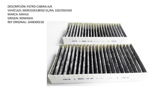 Filtro Cabina A/a Mercedes Benz Gl/ml 320/350/420