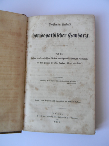 Homöopathischer Hausarzt 1849 C. Hering´s Médico Homeópata