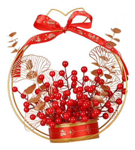 Ramo De Flores Artificiales Con Forma De Cubo Y Ramas Rojos