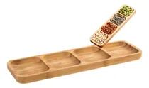 Comprar Tabla De Copetin Rectangular Madera Bambu Picada 4 Cavidades