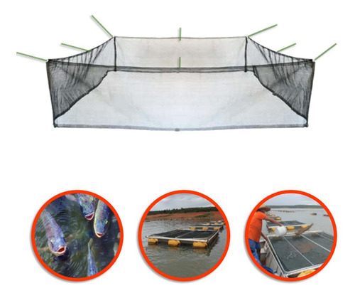 Comedouro Para Tanque Rede Malha 1,5mm - 2,80 X 2,80 X 0,70m