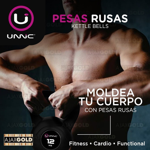 Haltere de ginástica funcional Kettlebel Pvc Kettlebell de 12 kg Unnic, cor preta