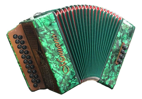 Acordeon 8 Baixos Minuano 8/21 Verde Revestida Celuloide