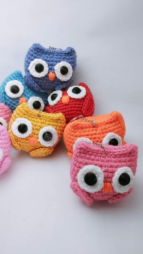 Buho De La Suerte Crochet - Amigurumi 6cm Llavero Varios