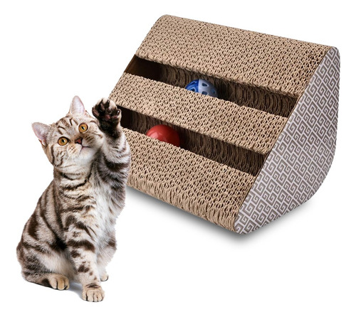 Rascador Para Mascotas Gatos Con Juguetes Premium Chico Color Café