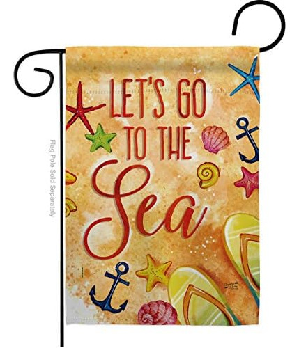 Colección De Adornos Let Go To The Sea Garden Flag Coastal B
