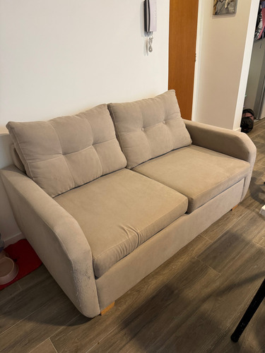 Sillón 2 Cuerpos Pana Usado, Buen Estado. Gris Liso (Usado)