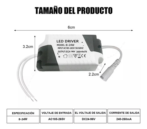 Pack 10 Balastro Led Driver 8-24w 300ma Transformador