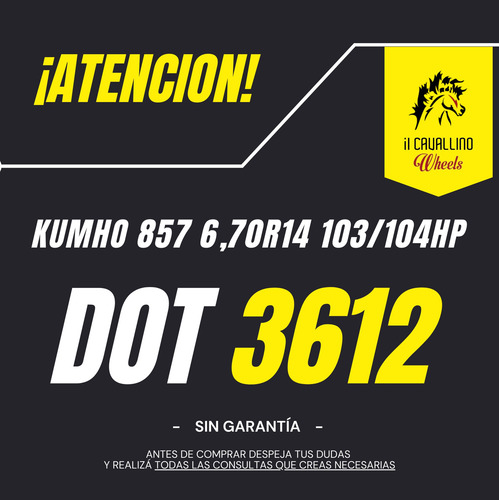 Neumatico Kumho 857 6,70 R14 103/104hp Oferta Dot Cavallino