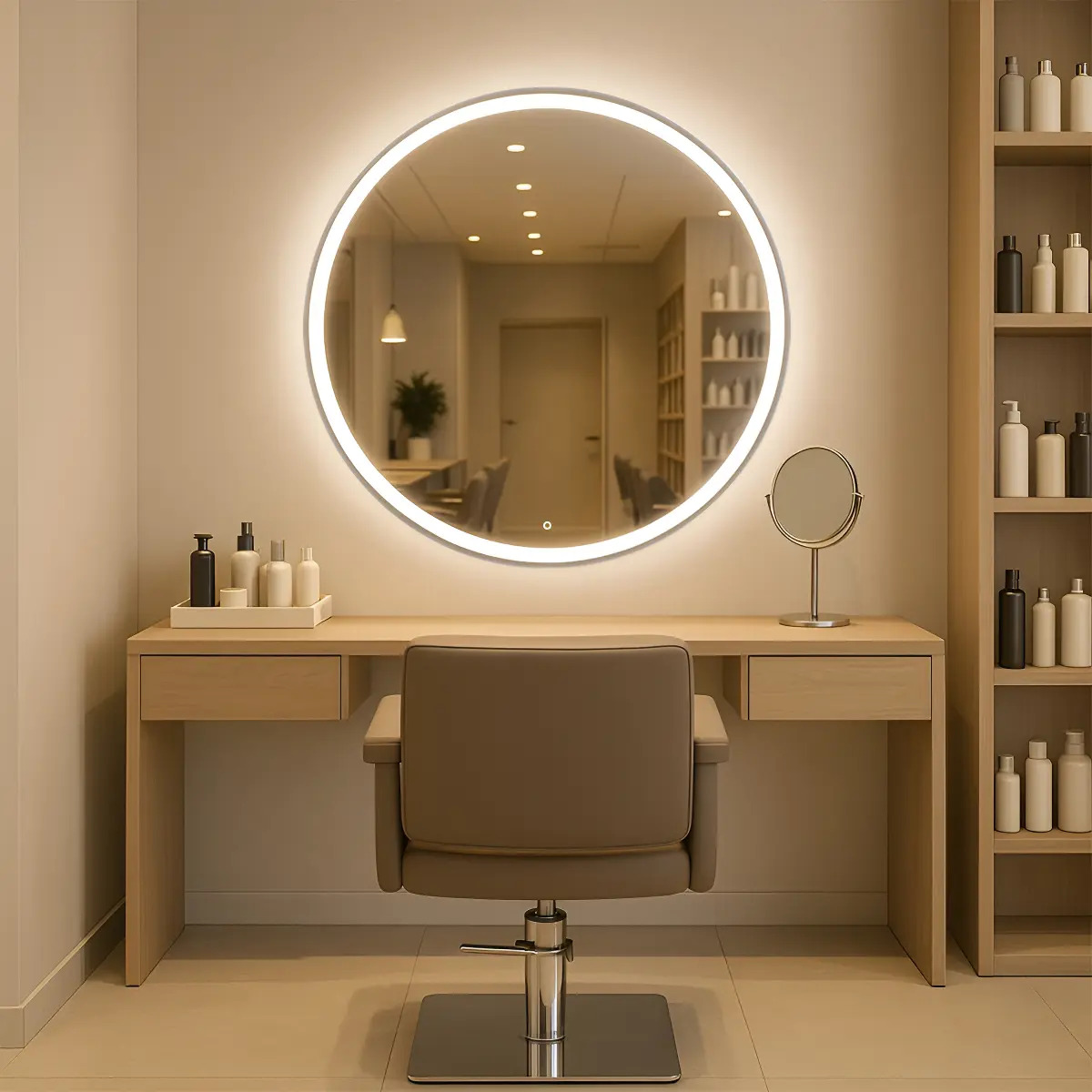 Espelho Jateado Redondo 60x60 Led 3 Cores