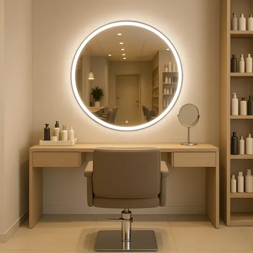 Espelho Jateado Redondo 60x60 Led 3 Cores