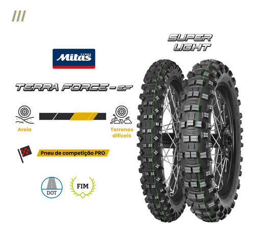 Pneu Traseiro Enduro 120/90-18 Mitas Faixa Verde