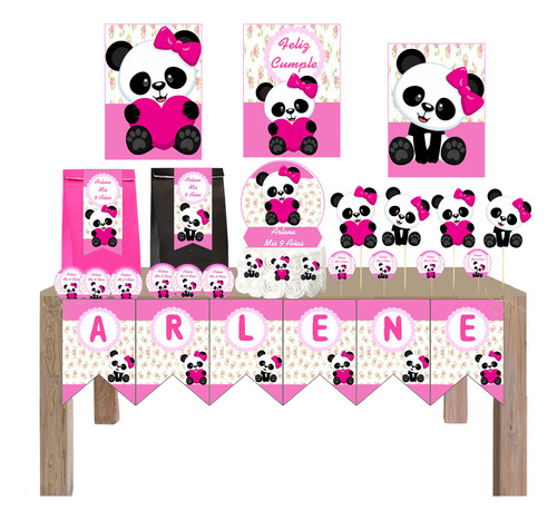 Cotillon Personalizado Osita Panda Bolsitas 20 Invitados