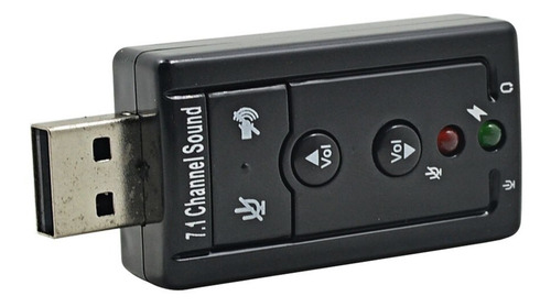 Placa De Som Externa 7.1 Usb Com Botões Pc Notebook Ps4 Cor Preto