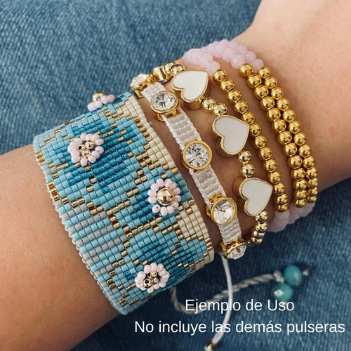 Imagen 4 de 10 de Pulsera Miyuki Mujer Brazalete Flores Artesanal Bohemia Chic