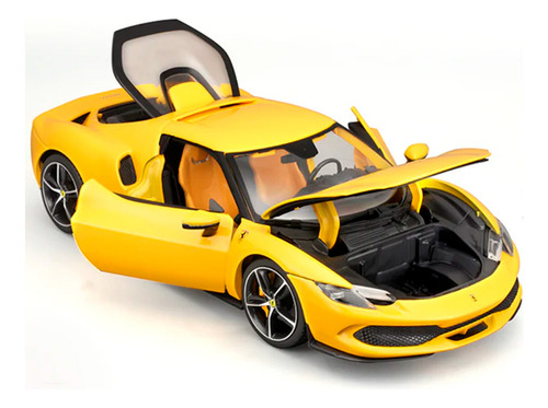 Miniatura Carro Ferrari 296 Gtb 2021 2023 1/18 Bburago Cor Amarelo