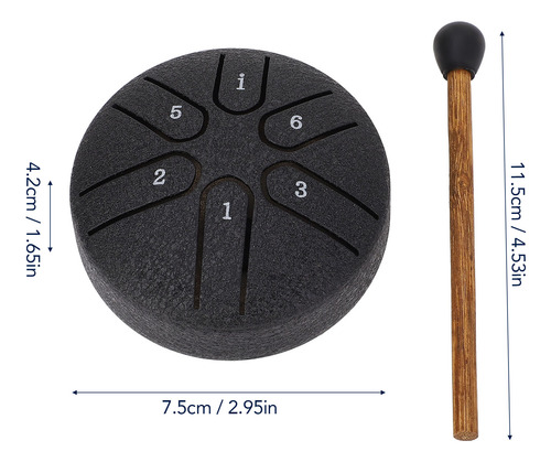 Tambor Worry Drum De 6 Notas Con Lengüeta De Acero, 3 Pulgad
