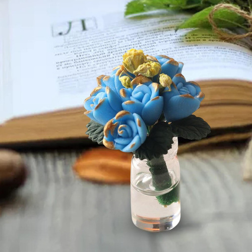 1/12 Miniatura Bonsái Planta Casa De Muñecas Azul Claro