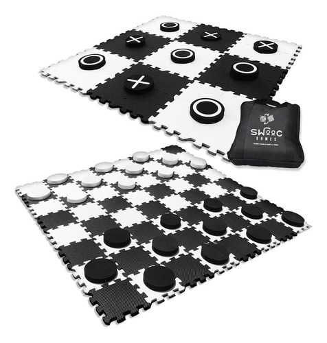 Juegos Swooc - Juego De Damas Gigantes Reversibles 2 En 1 Y