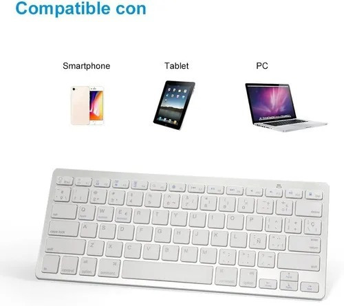 Teclado Bluetooth sem fio compacto, tablet, PC, iPad, Mac