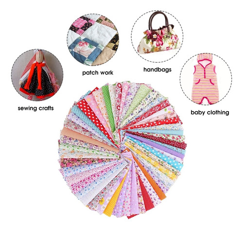 100 Piezas De Tela Estampada Floral Patchworks Algodón Cuadr