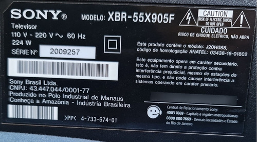 Imagem 2 de 5 de Tv Sony Xbr-55x905f