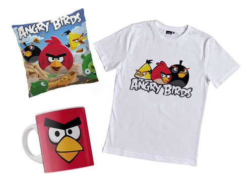 Remera Angry Birds Combo Con Taza Almohada