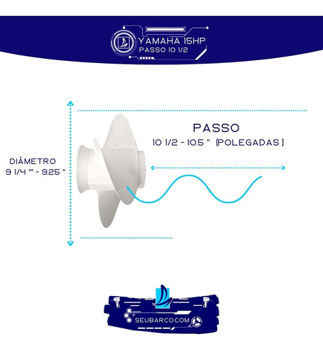 Imagem 7 de 10 de Hélice Para Motor De Popa Yamaha 15 Hp 9 1/4 X 10 1/2