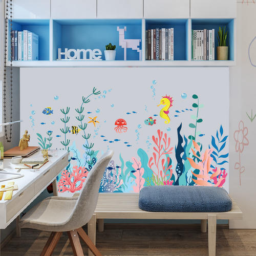 Calcomanía De Pared Con Diseño De Ballenas Bajo El Mar, Dise
