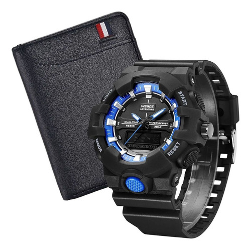 Relógio De Pulso Digital Masculino Caminhada Esportivo Luxo Correia Preto-azul