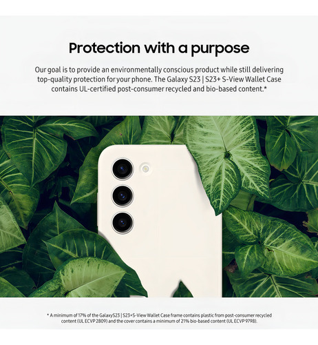 Samsung Galaxy S23+ Plus S-view Funda Para Teléfono Con Portafolios, Funda Protectora Con Ranura Para Tarjetero, Ventana Transparente, Versión Estadounidense, Ef-zs916cgegus, Verde