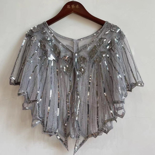 Bolero De Manto De Noite Deco Con Lantejoulas Sale Frisado