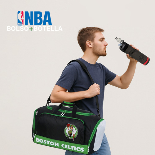 Combo Nba Bolso + Botella Boston Celtics Basket Deportiva
