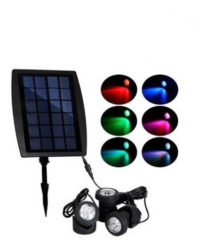 Foco Solar 3 Cabezas (carcaza: Abs Negro) Ip68 Rgb - Sol_116