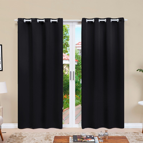 Cortina Blackout Porta Balcão Tecido Corta Luz 2,80x2,20 M Cor Preto