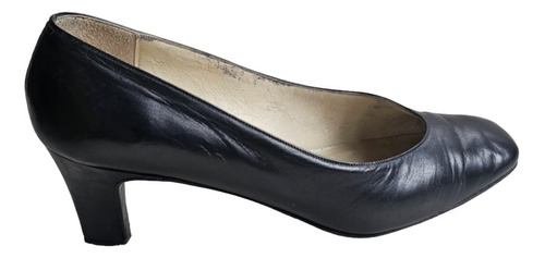Zapatos Stilettos Cuero Negros, Nro 34-35, Taco 6cm. Vintage