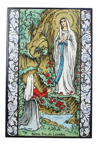 Mayólica Apta Para Exterior - Virgen De Lourdes - 20 X 30 Cm