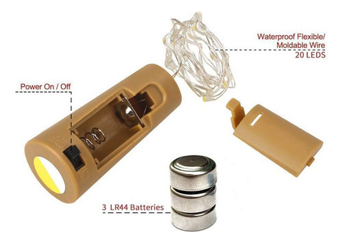 Kit 20 Luces Navideñas Para Botellas De Exterior