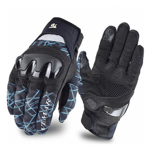 Guantes Moto Vemar Negro Y Azul Ve-201  Touch