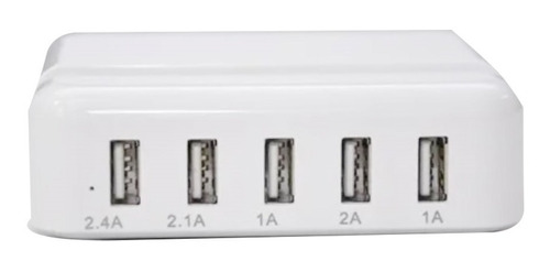 Cargador De Escritorio 5 Puertos Usb 30 W Blanco  Ldt-038