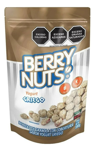 4 Pzas Granola Berry Nuts Con Cobertura Sabor Yogurt Griego